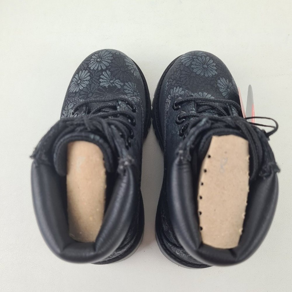Timberland 6 IN Classic Toddler Boots Black Floral Leather - Picture 5 of 12